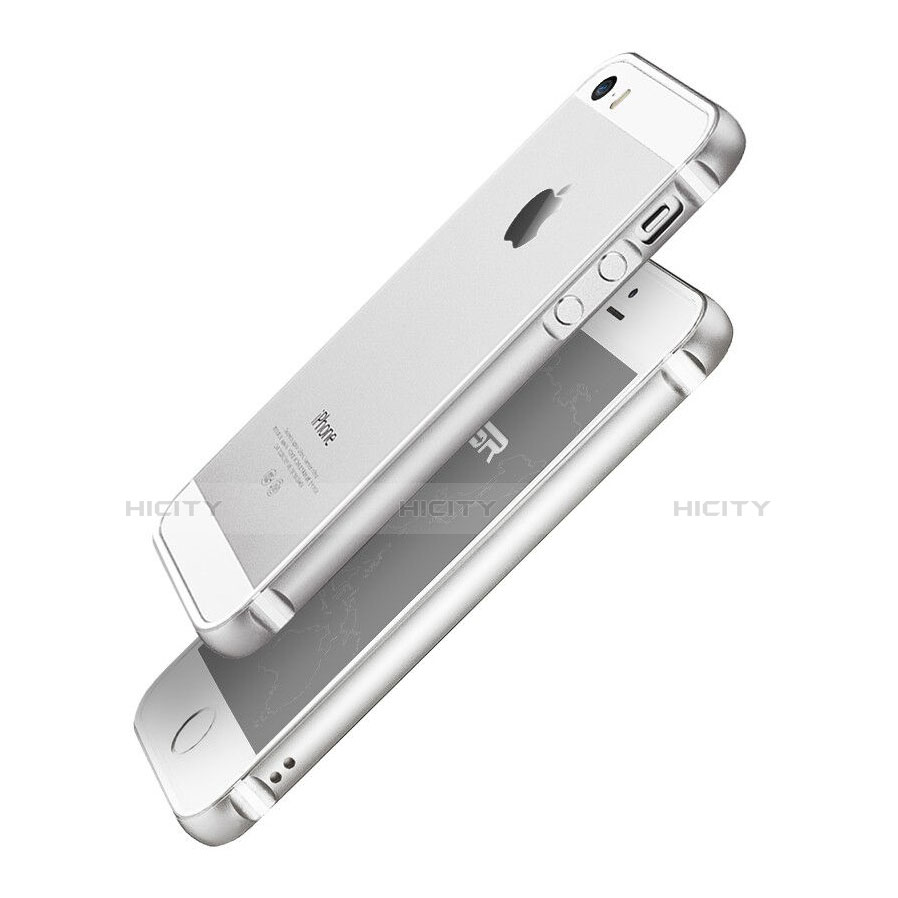 Funda Bumper Lujo Marco de Aluminio para Apple iPhone 5S Plata