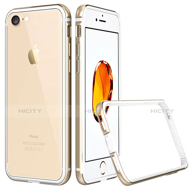 Funda Bumper Lujo Marco de Aluminio para Apple iPhone 8 Oro