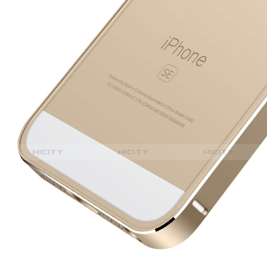 Funda Bumper Lujo Marco de Aluminio para Apple iPhone SE Oro