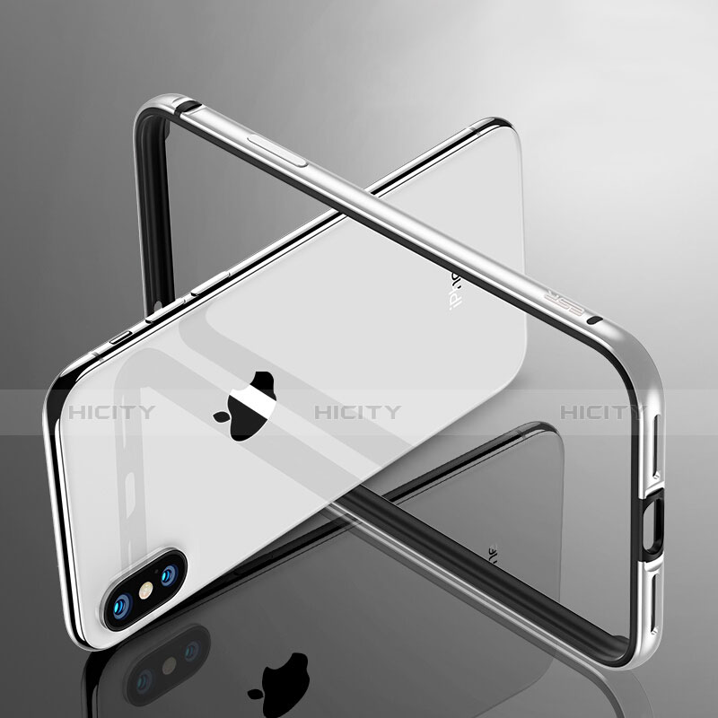 Funda Bumper Lujo Marco de Aluminio para Apple iPhone Xs Plata