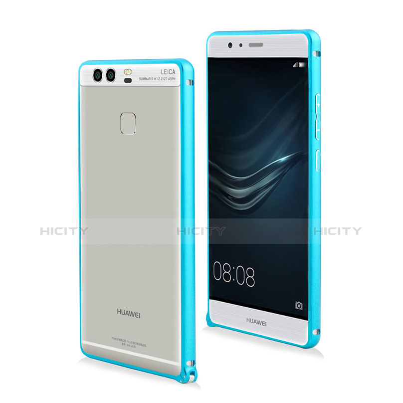 Funda Bumper Lujo Marco de Aluminio para Huawei P9 Azul Cielo