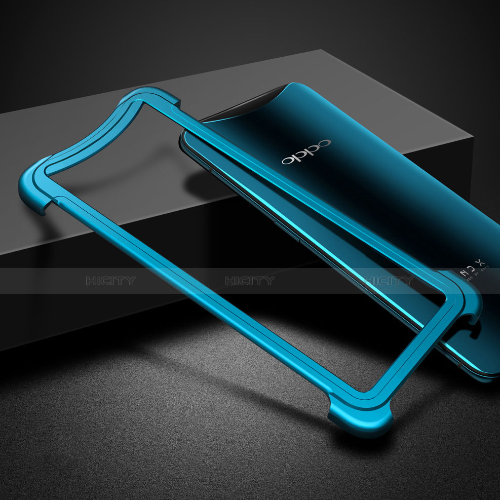 Funda Bumper Lujo Marco de Aluminio para Oppo Find X Super Flash Edition Azul