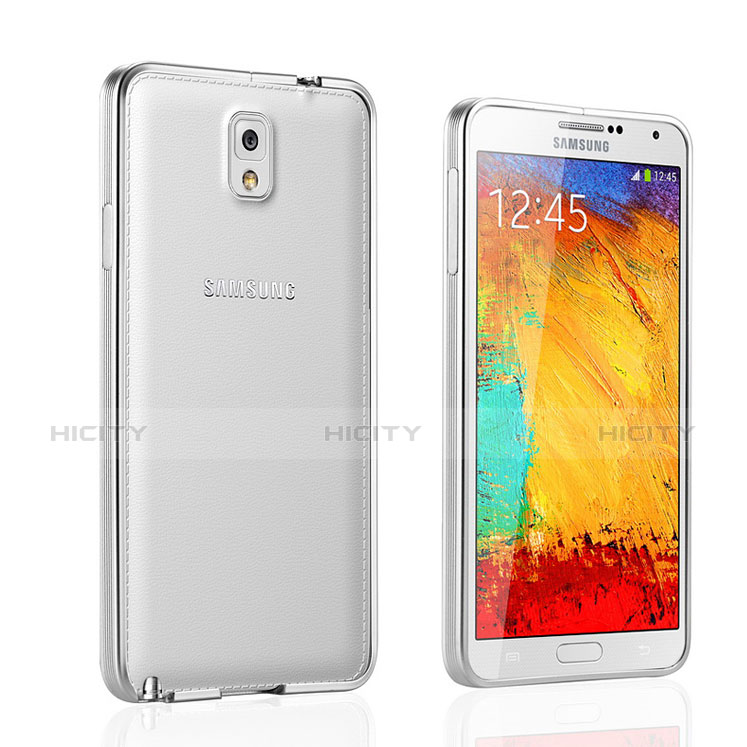 Funda Bumper Lujo Marco de Aluminio para Samsung Galaxy Note 3 N9000 Plata