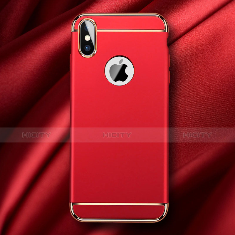 Funda Bumper Lujo Marco de Metal y Plastico C01 para Apple iPhone Xs Max Rojo