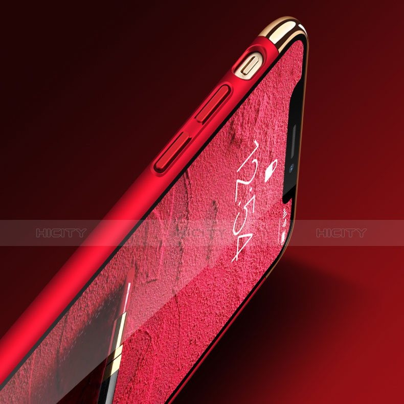 Funda Bumper Lujo Marco de Metal y Plastico C01 para Apple iPhone Xs Rojo