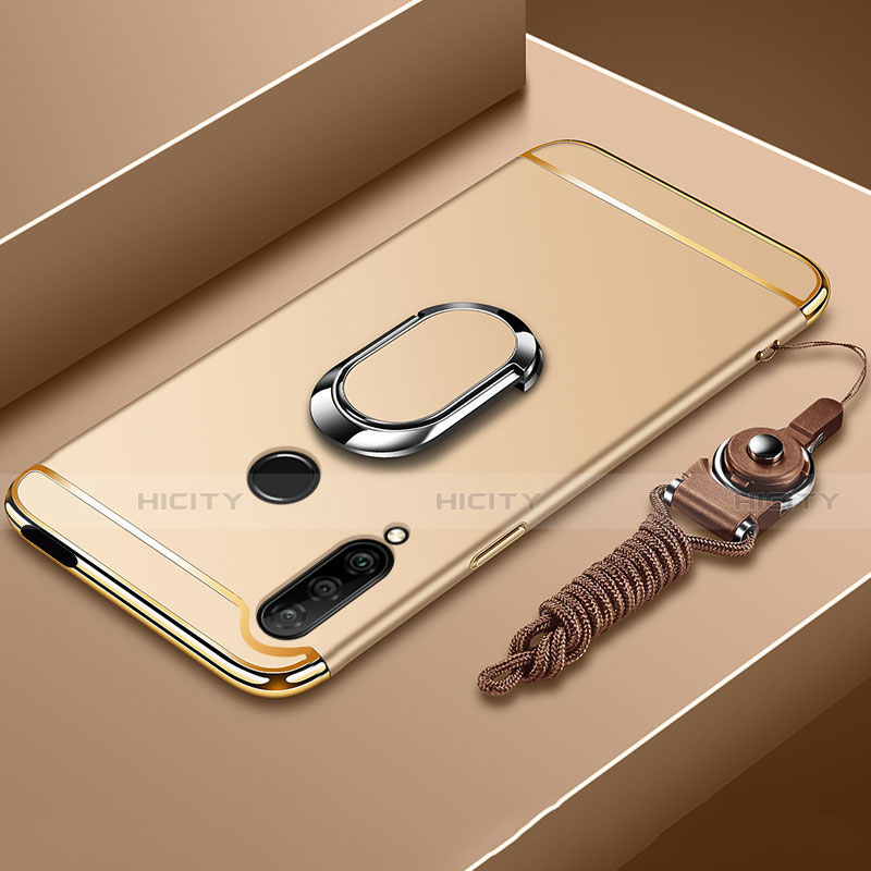 Funda Bumper Lujo Marco de Metal y Plastico Carcasa con Anillo de dedo Soporte A01 para Huawei Enjoy 10 Plus Oro