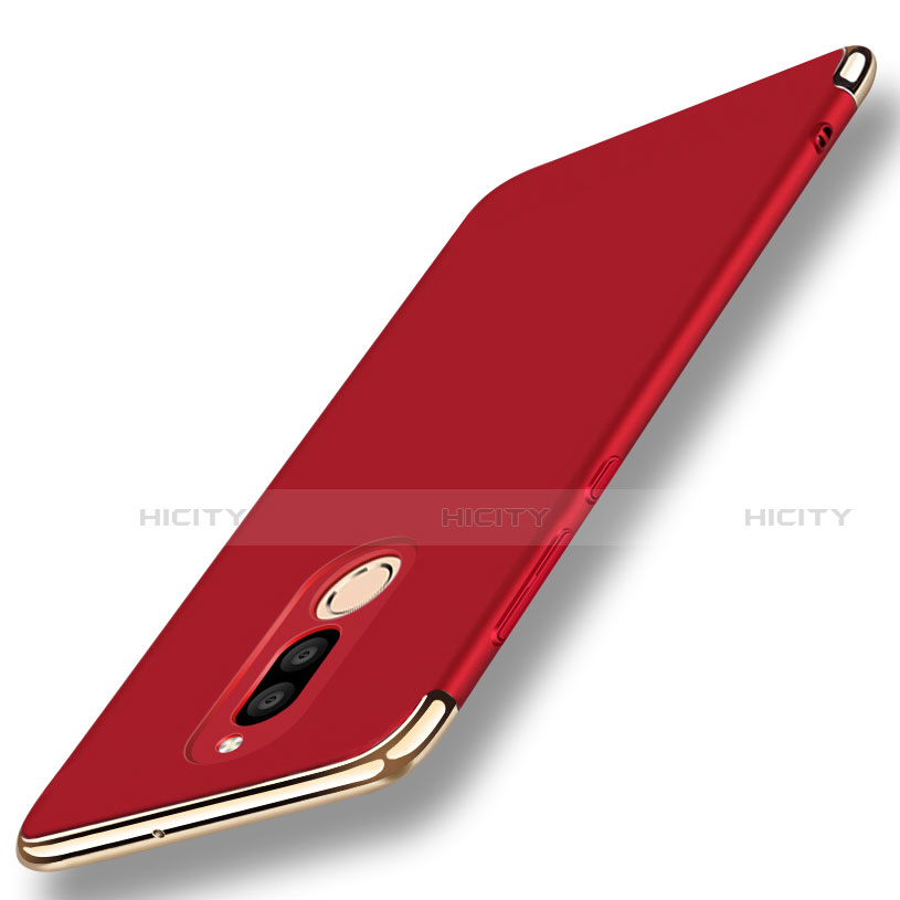 Funda Bumper Lujo Marco de Metal y Plastico Carcasa con Anillo de dedo Soporte A01 para Huawei G10 Rojo