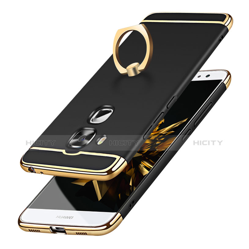 Funda Bumper Lujo Marco de Metal y Plastico Carcasa con Anillo de dedo Soporte A01 para Huawei G9 Plus