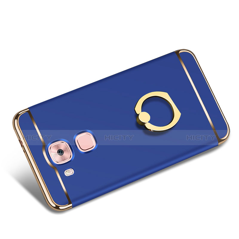 Funda Bumper Lujo Marco de Metal y Plastico Carcasa con Anillo de dedo Soporte A01 para Huawei G9 Plus