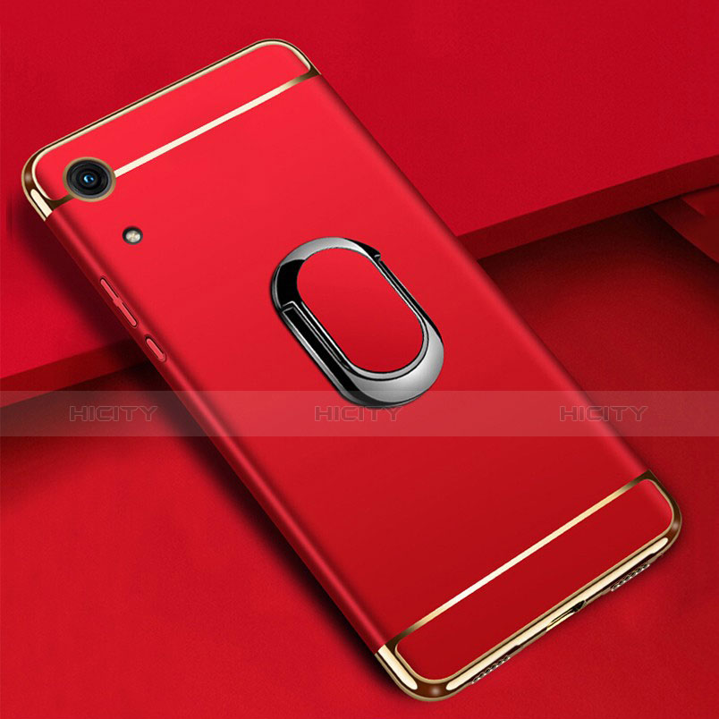 Funda Bumper Lujo Marco de Metal y Plastico Carcasa con Anillo de dedo Soporte A01 para Huawei Honor Play 8A