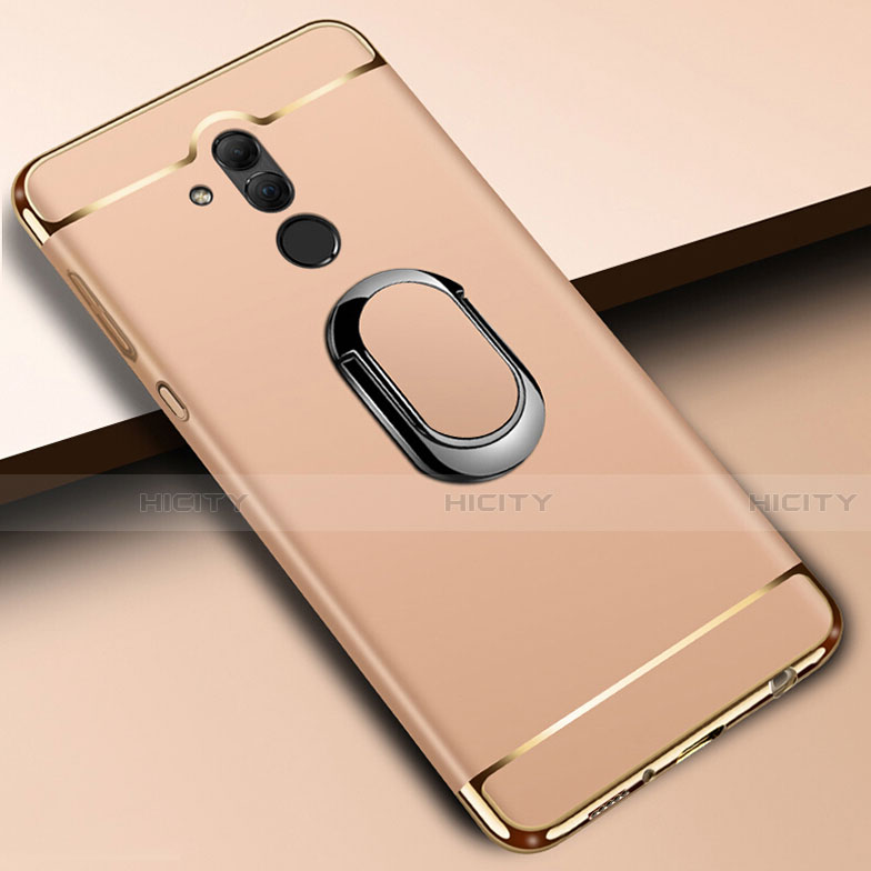 Funda Bumper Lujo Marco de Metal y Plastico Carcasa con Anillo de dedo Soporte A01 para Huawei Mate 20 Lite Oro