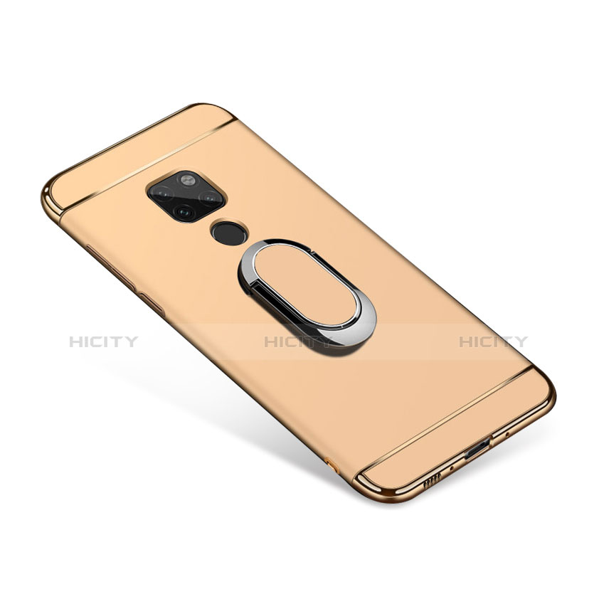 Funda Bumper Lujo Marco de Metal y Plastico Carcasa con Anillo de dedo Soporte A01 para Huawei Mate 20 Oro