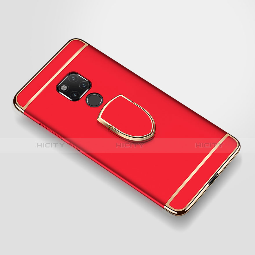 Funda Bumper Lujo Marco de Metal y Plastico Carcasa con Anillo de dedo Soporte A01 para Huawei Mate 20 X 5G Rojo