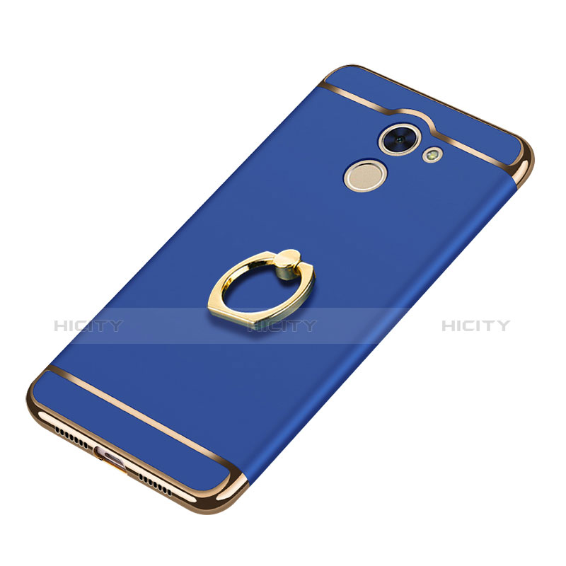 Funda Bumper Lujo Marco de Metal y Plastico Carcasa con Anillo de dedo Soporte A01 para Huawei Y7 Prime