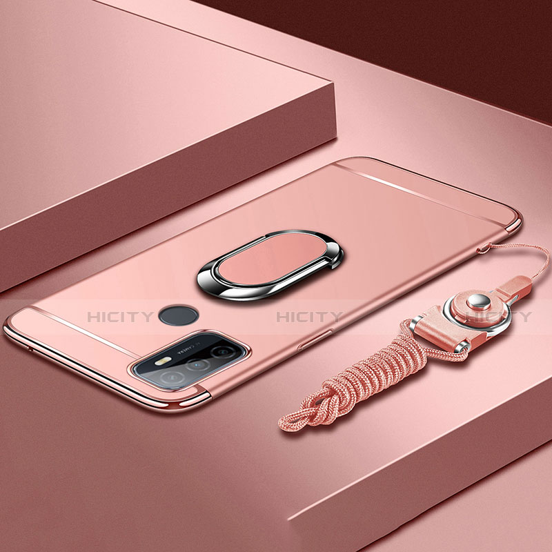 Funda Bumper Lujo Marco de Metal y Plastico Carcasa con Anillo de dedo Soporte A01 para Oppo A33