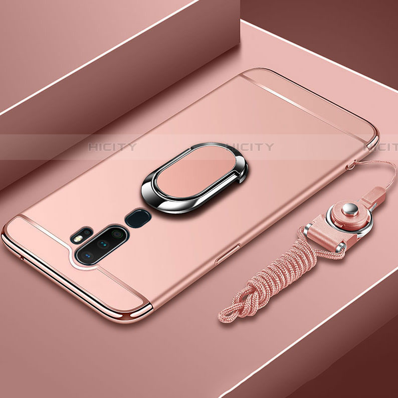 Funda Bumper Lujo Marco de Metal y Plastico Carcasa con Anillo de dedo Soporte A01 para Oppo A5 (2020)