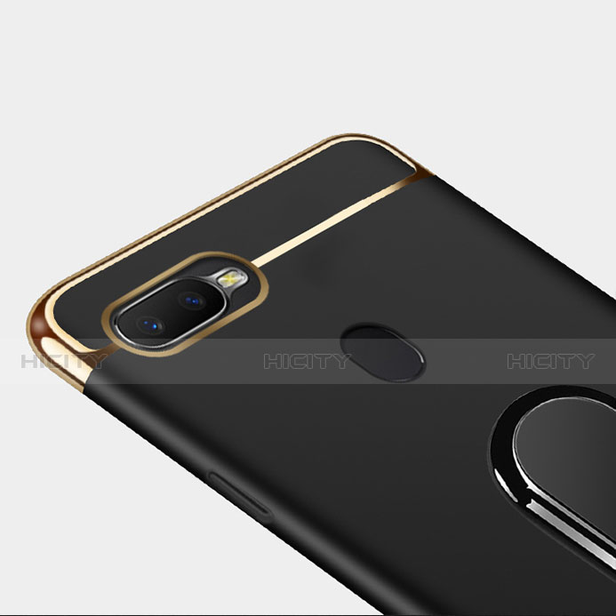 Funda Bumper Lujo Marco de Metal y Plastico Carcasa con Anillo de dedo Soporte A01 para Oppo A7