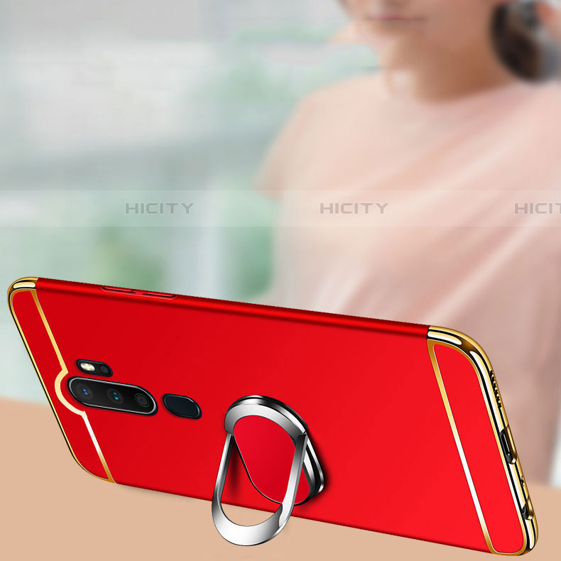 Funda Bumper Lujo Marco de Metal y Plastico Carcasa con Anillo de dedo Soporte A01 para Oppo A9 (2020)