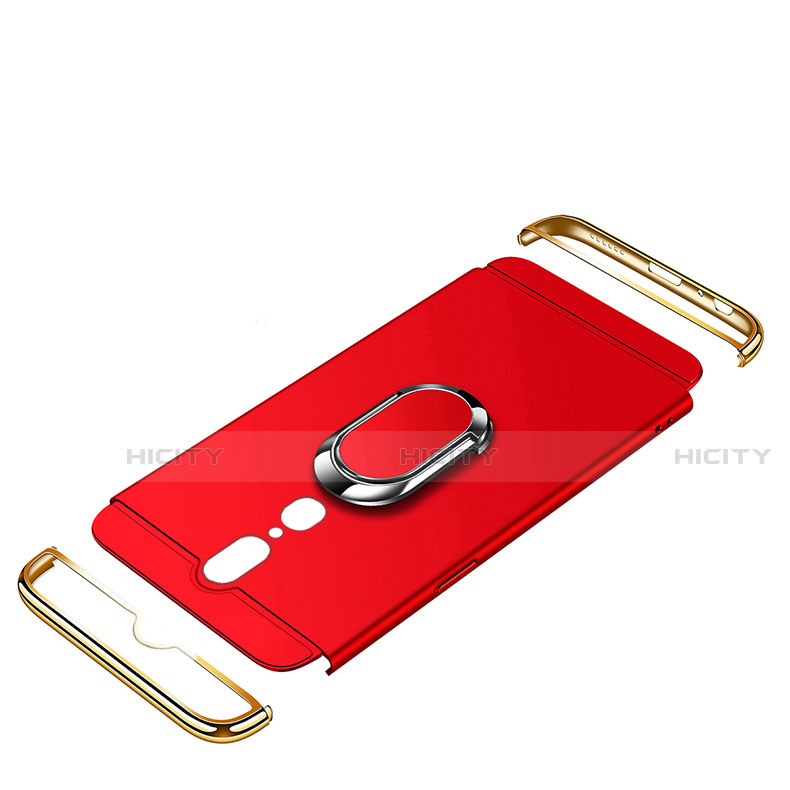 Funda Bumper Lujo Marco de Metal y Plastico Carcasa con Anillo de dedo Soporte A01 para Oppo A9