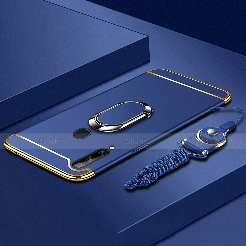 Funda Bumper Lujo Marco de Metal y Plastico Carcasa con Anillo de dedo Soporte A01 para Samsung Galaxy A20s