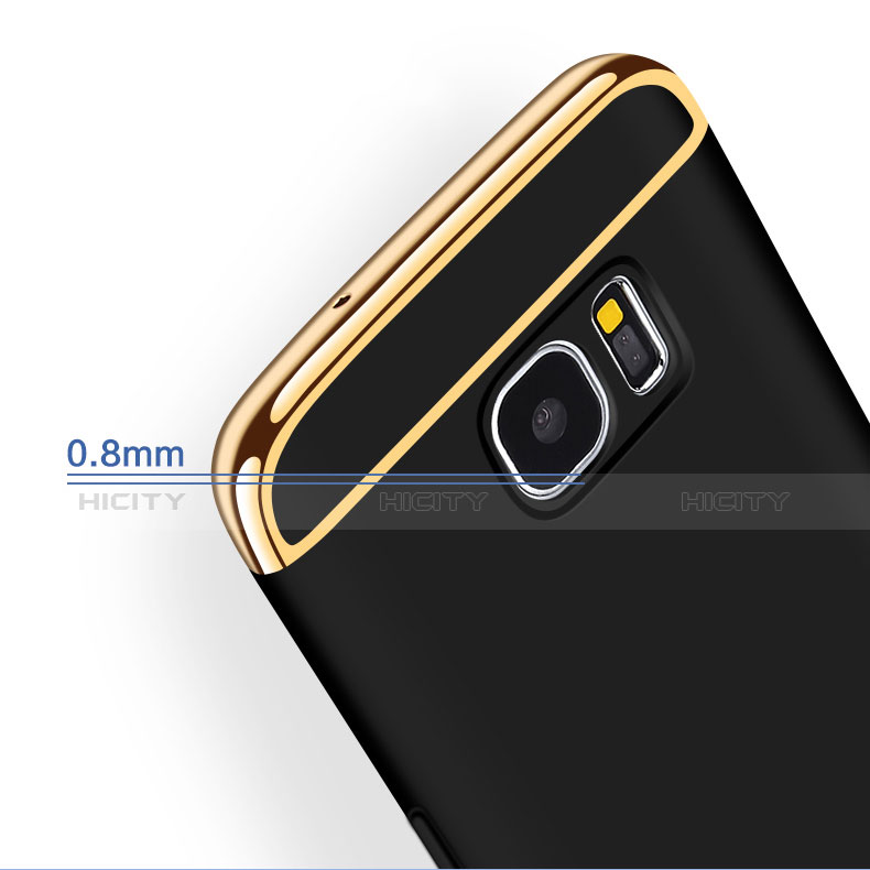 Funda Bumper Lujo Marco de Metal y Plastico Carcasa con Anillo de dedo Soporte A01 para Samsung Galaxy S7 Edge G935F