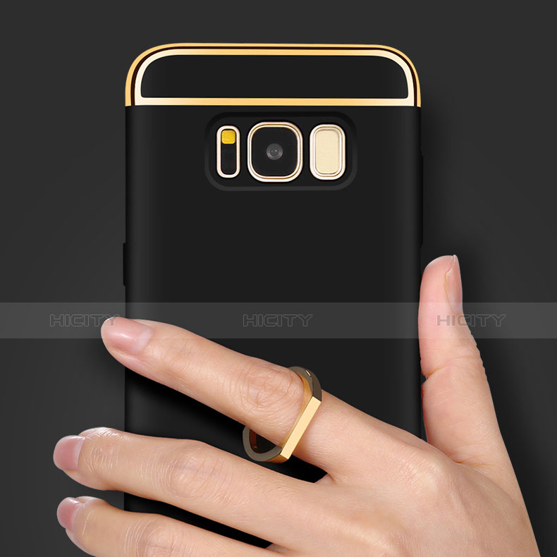 Funda Bumper Lujo Marco de Metal y Plastico Carcasa con Anillo de dedo Soporte A01 para Samsung Galaxy S8 Plus