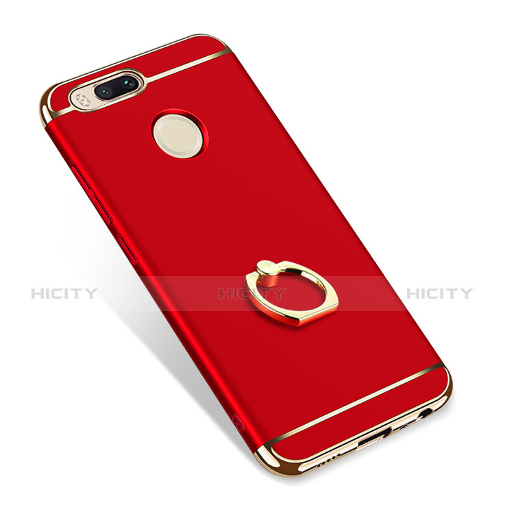 Funda Bumper Lujo Marco de Metal y Plastico Carcasa con Anillo de dedo Soporte A01 para Xiaomi Mi A1