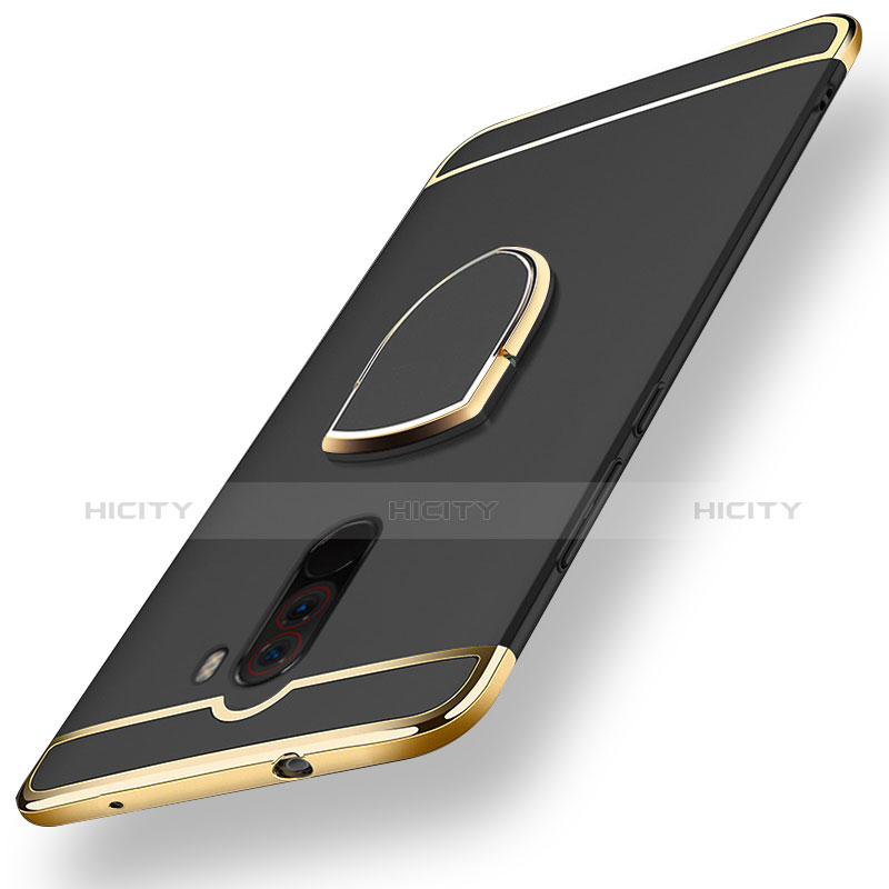 Funda Bumper Lujo Marco de Metal y Plastico Carcasa con Anillo de dedo Soporte A01 para Xiaomi Pocophone F1