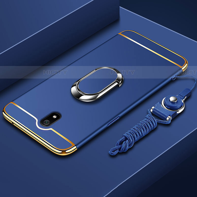 Funda Bumper Lujo Marco de Metal y Plastico Carcasa con Anillo de dedo Soporte A01 para Xiaomi Redmi 8A