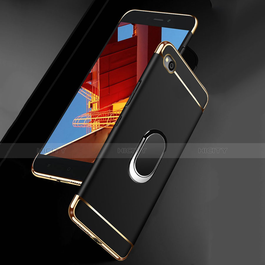 Funda Bumper Lujo Marco de Metal y Plastico Carcasa con Anillo de dedo Soporte A01 para Xiaomi Redmi Go