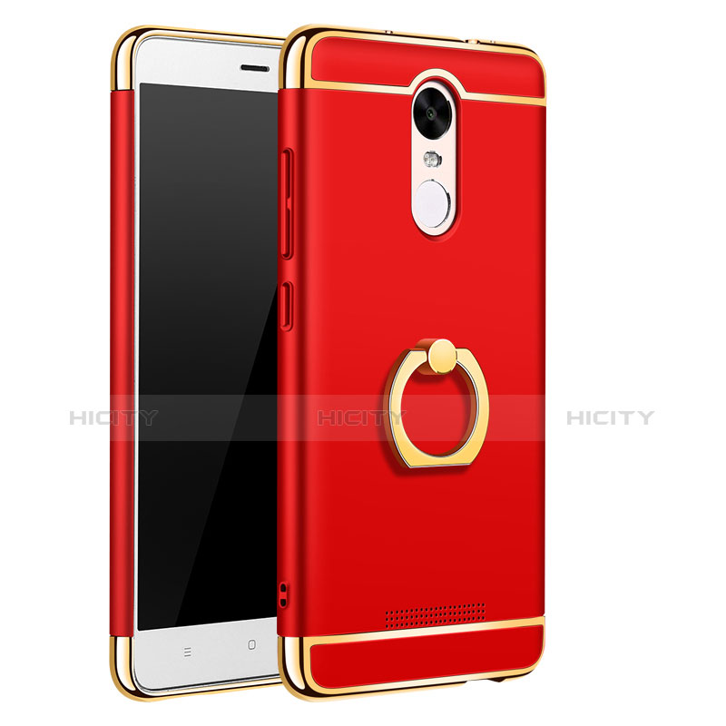 Funda Bumper Lujo Marco de Metal y Plastico Carcasa con Anillo de dedo Soporte A01 para Xiaomi Redmi Note 3