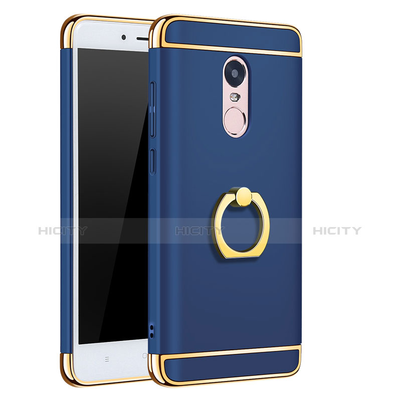 Funda Bumper Lujo Marco de Metal y Plastico Carcasa con Anillo de dedo Soporte A01 para Xiaomi Redmi Note 4