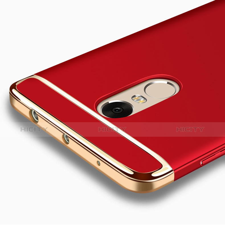 Funda Bumper Lujo Marco de Metal y Plastico Carcasa con Anillo de dedo Soporte A01 para Xiaomi Redmi Note 4