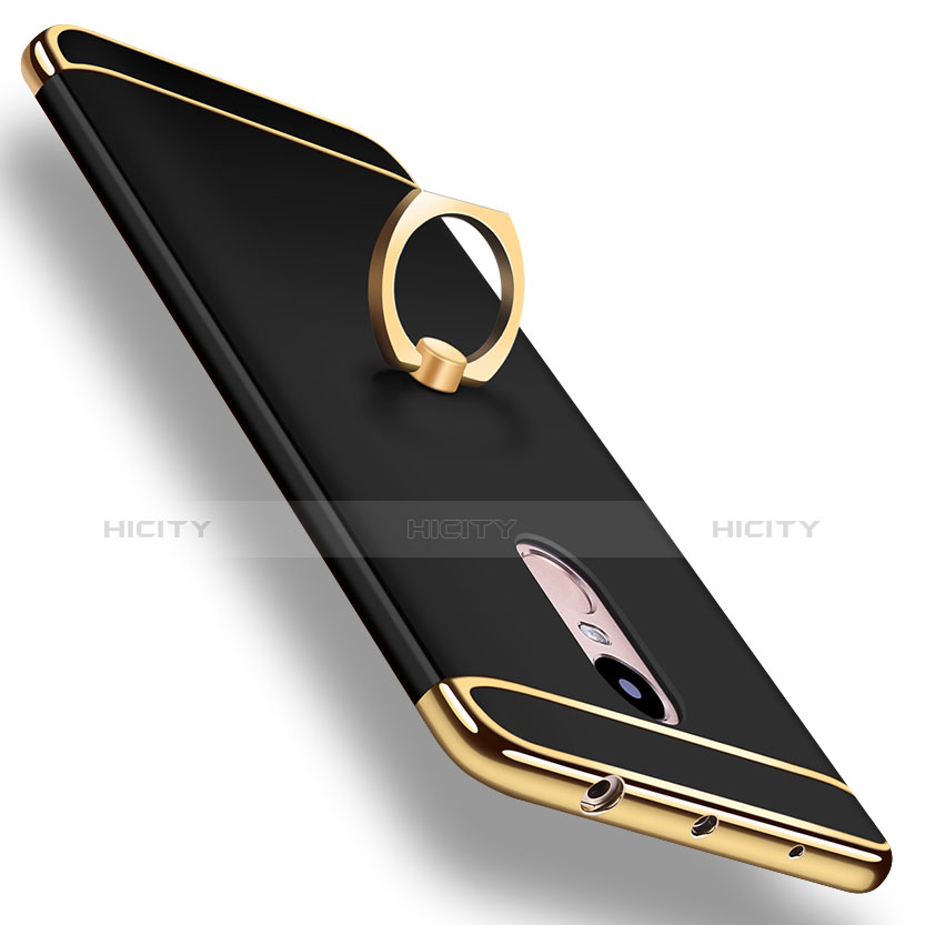 Funda Bumper Lujo Marco de Metal y Plastico Carcasa con Anillo de dedo Soporte A01 para Xiaomi Redmi Note 4