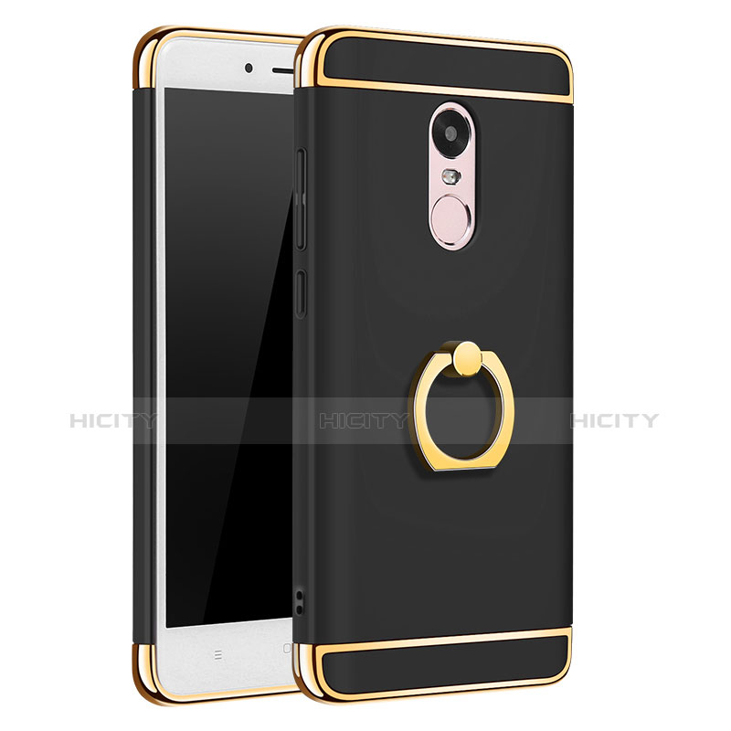 Funda Bumper Lujo Marco de Metal y Plastico Carcasa con Anillo de dedo Soporte A01 para Xiaomi Redmi Note 4