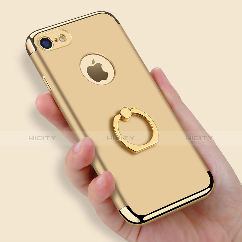 Funda Bumper Lujo Marco de Metal y Plastico Carcasa con Anillo de dedo Soporte A02 para Apple iPhone 7