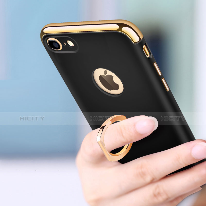 Funda Bumper Lujo Marco de Metal y Plastico Carcasa con Anillo de dedo Soporte A02 para Apple iPhone 7