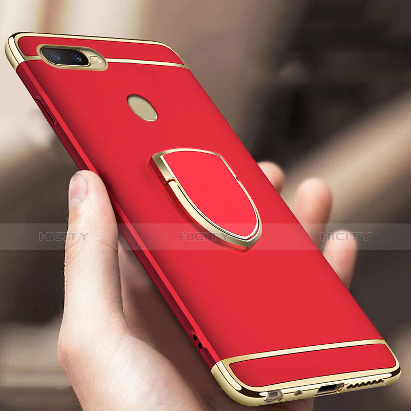 Funda Bumper Lujo Marco de Metal y Plastico Carcasa con Anillo de dedo Soporte A02 para Oppo AX7