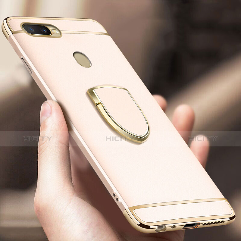 Funda Bumper Lujo Marco de Metal y Plastico Carcasa con Anillo de dedo Soporte A02 para Oppo AX7