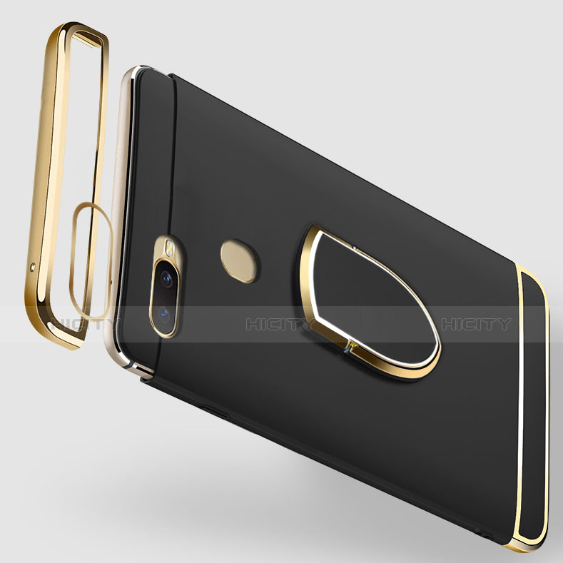 Funda Bumper Lujo Marco de Metal y Plastico Carcasa con Anillo de dedo Soporte A02 para Oppo AX7