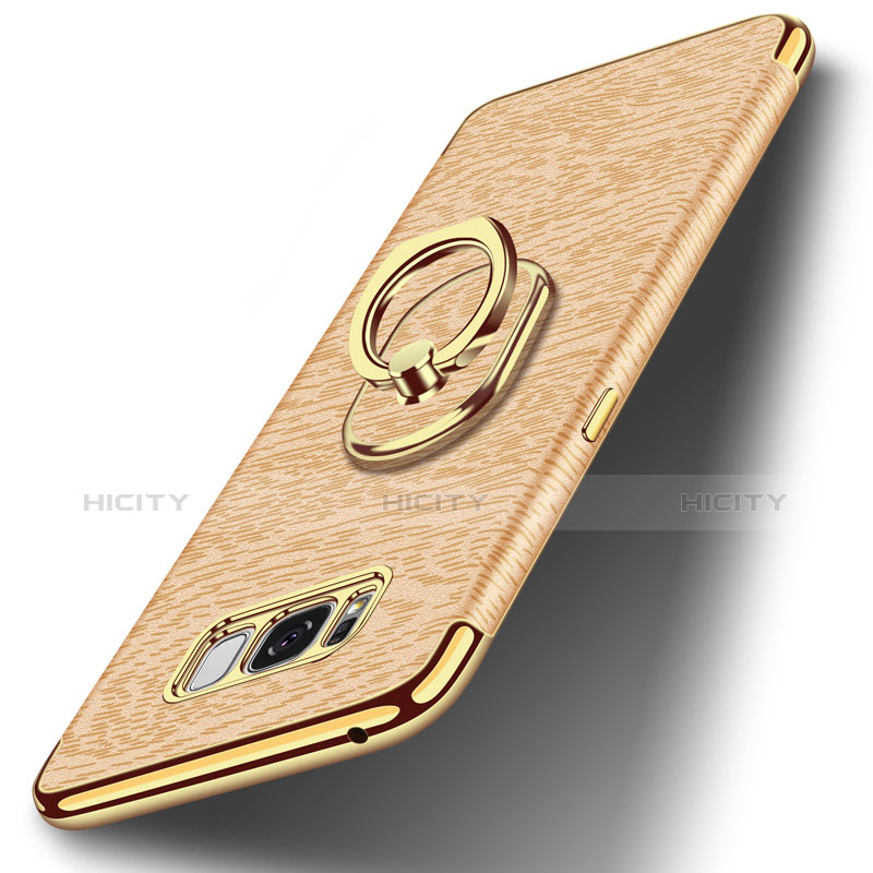 Funda Bumper Lujo Marco de Metal y Plastico Carcasa con Anillo de dedo Soporte A02 para Samsung Galaxy S8 Oro