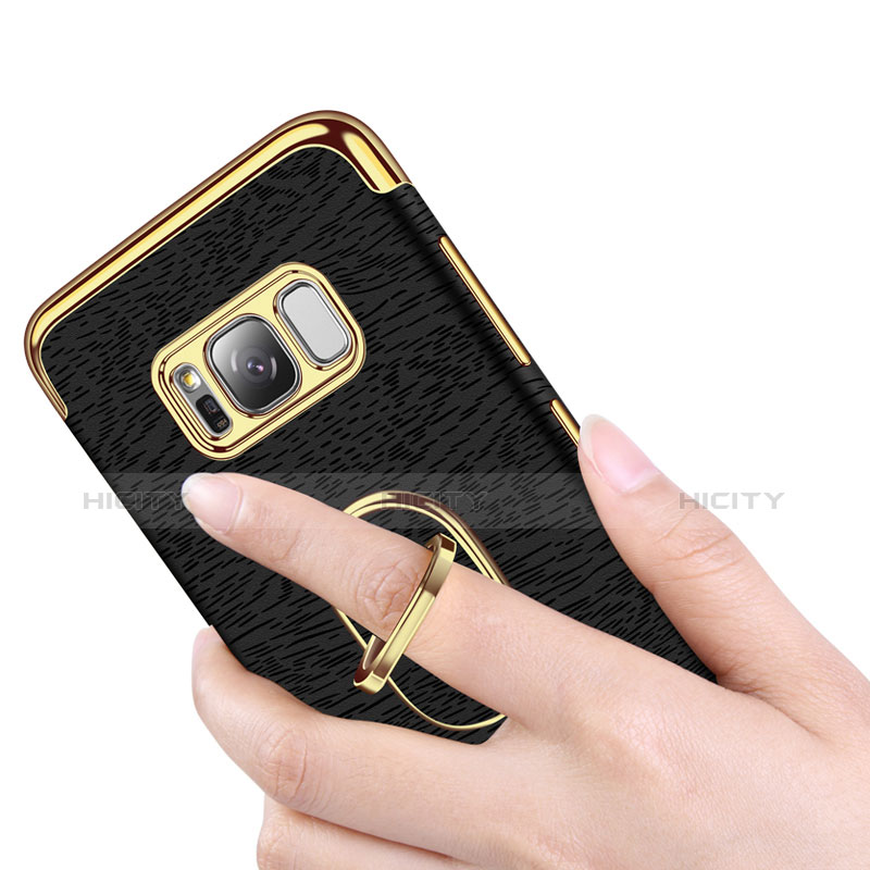 Funda Bumper Lujo Marco de Metal y Plastico Carcasa con Anillo de dedo Soporte A02 para Samsung Galaxy S8 Plus