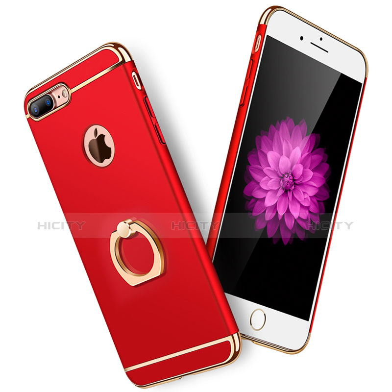 Funda Bumper Lujo Marco de Metal y Plastico Carcasa con Anillo de dedo Soporte A05 para Apple iPhone 8 Plus