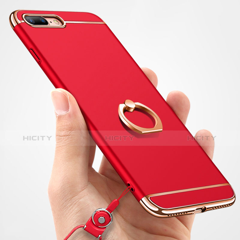 Funda Bumper Lujo Marco de Metal y Plastico Carcasa con Anillo de dedo Soporte A06 para Apple iPhone 8 Plus
