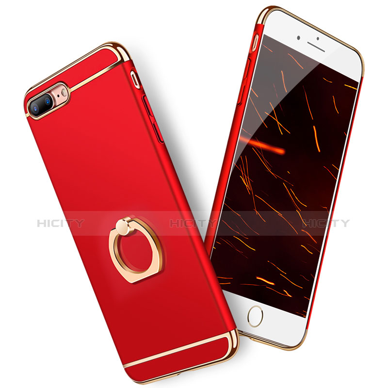 Funda Bumper Lujo Marco de Metal y Plastico Carcasa con Anillo de dedo Soporte A06 para Apple iPhone 8 Plus