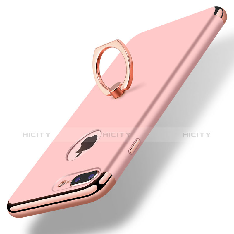 Funda Bumper Lujo Marco de Metal y Plastico Carcasa con Anillo de dedo Soporte A07 para Apple iPhone 8 Plus Oro Rosa