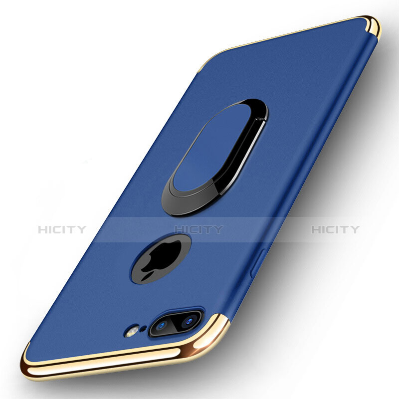 Funda Bumper Lujo Marco de Metal y Plastico Carcasa con Anillo de dedo Soporte A08 para Apple iPhone 8 Plus