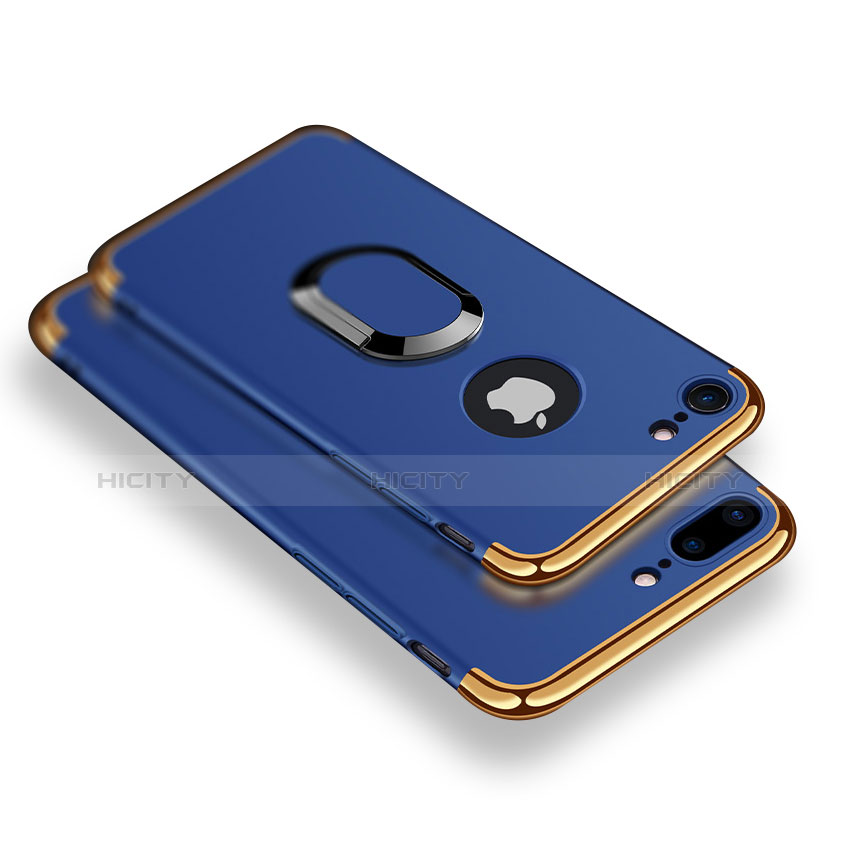 Funda Bumper Lujo Marco de Metal y Plastico Carcasa con Anillo de dedo Soporte A08 para Apple iPhone 8 Plus