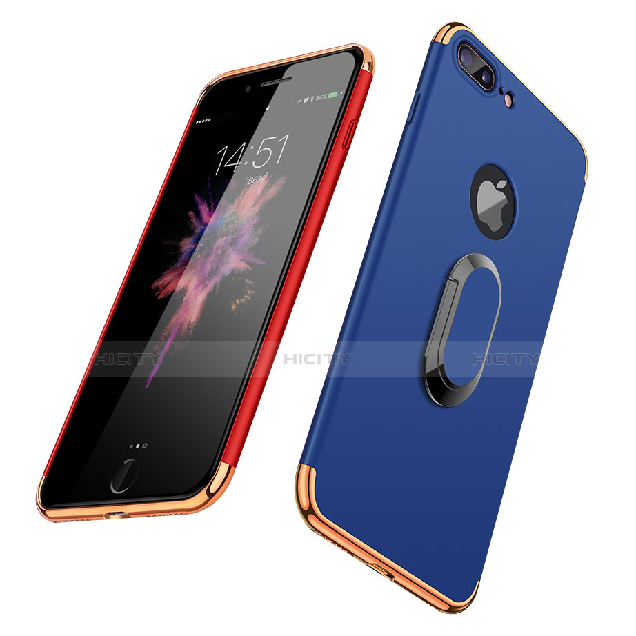 Funda Bumper Lujo Marco de Metal y Plastico Carcasa con Anillo de dedo Soporte A08 para Apple iPhone 8 Plus