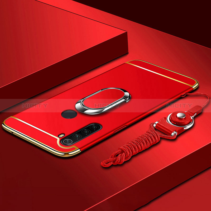 Funda Bumper Lujo Marco de Metal y Plastico Carcasa con Anillo de dedo Soporte K01 para Xiaomi Redmi Note 8 (2021)